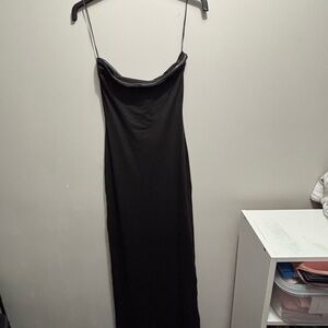Naked Wardrobe Black Spaghetti Strap Maxi Slip Dress